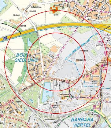 Karte Bombenräumung Bolsviertel Neuss