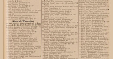 Wassenberg-Namensträger im Düsseldorfer Adressbuch 1935