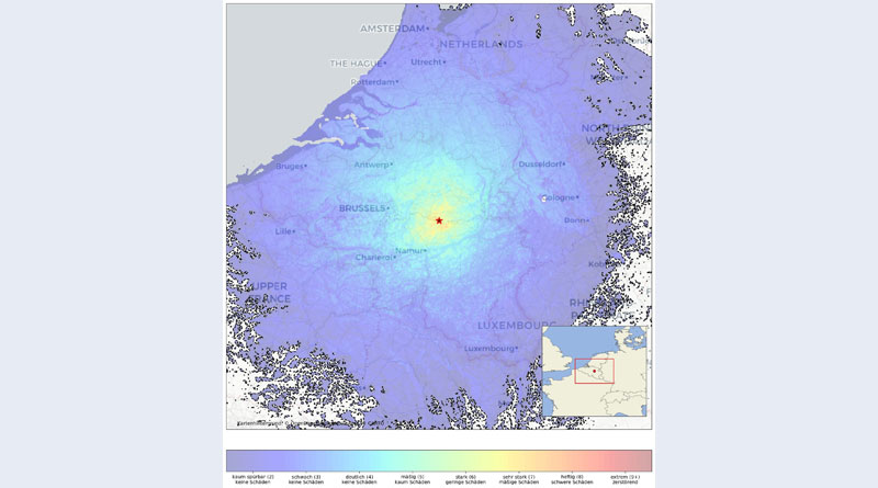 In der Region Lüttich in Belgien kommt es zu einem Erdbeben mit einer Magnitude von mehr als 5.0 - Grafik: Erdbeben in Deutschland (Facebook) https://www.facebook.com/share/p/1AybDoGQqM/