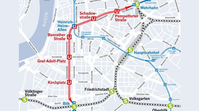 Netzplan Wehrhahn-Linie (Ausschnitt)