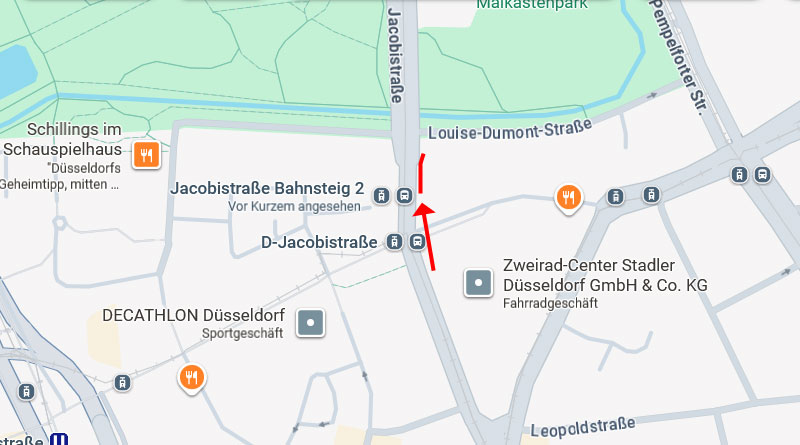 Rheinbahn: Haltestelle „Jacobistraße, Steig 2“ wird bis Ende 2026 verlegt
