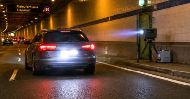 Blitzer Rheinufertunnel. KI, 163 km/h