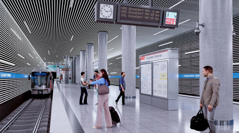 Projektion des neuen U-Bahnhofs "Flughafen Terminal" - Bild: Landeshauptstadt D&uuml;sseldorf/Amt f&uuml;r Br&uuml;cken-, Tunnel- und Stadtbahnbau