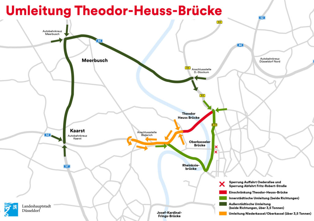 Theodor-Heuss-Brücken-Sanierung: Großräumige Umleitungen ab Ende 2026