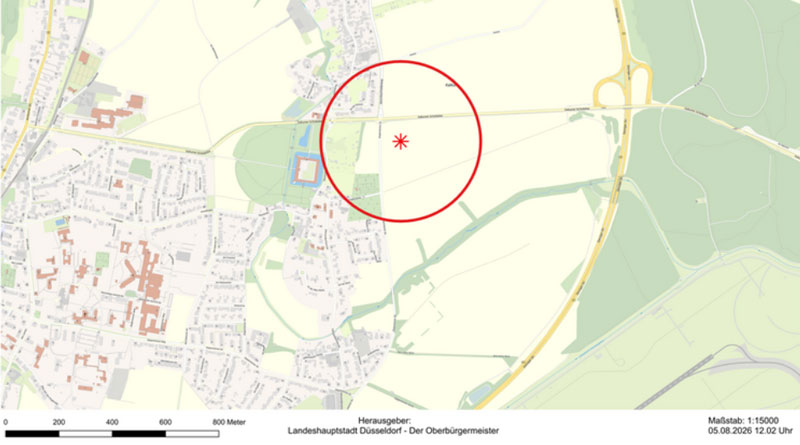 Sicherheitsradius von 300 Meter - Grafik Feuerwehr Düsseldorf