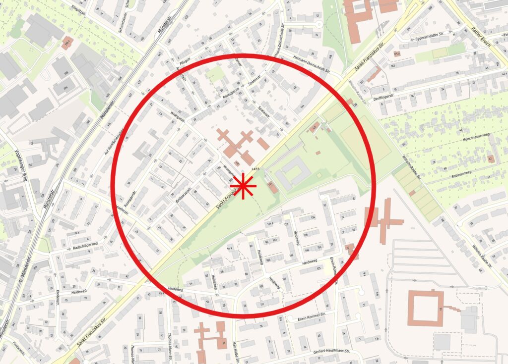 Evakuierungszone - Karte: Landeshauptstadt D&uuml;sseldorf