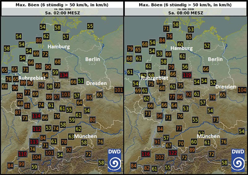 Sturmtief "Luise" - Bild: Deutscher Wetterdienst (DWD)
